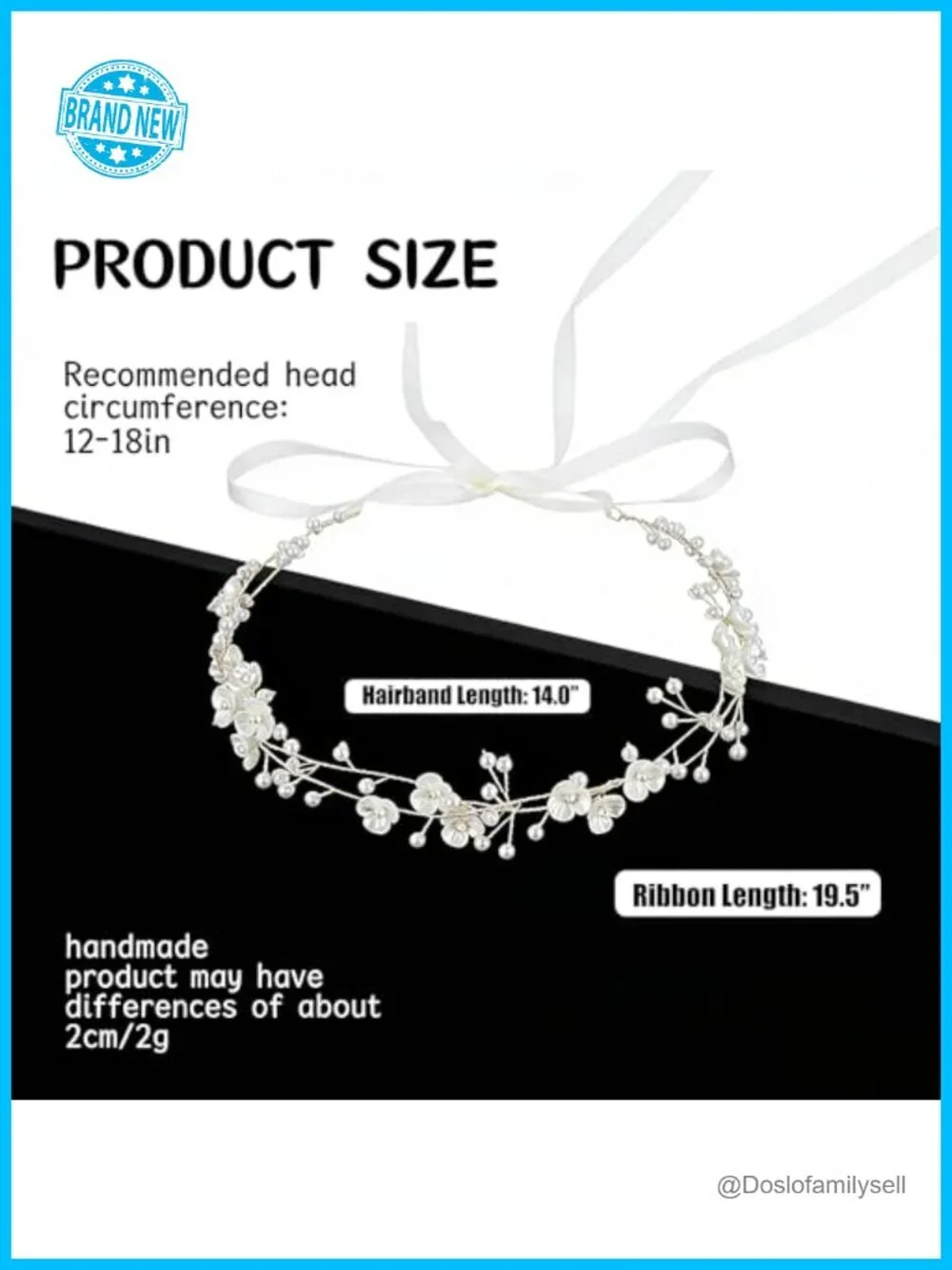 White Flower Pearl Bridal Headband Handmade Silver Wire Woven Hair Vine with
